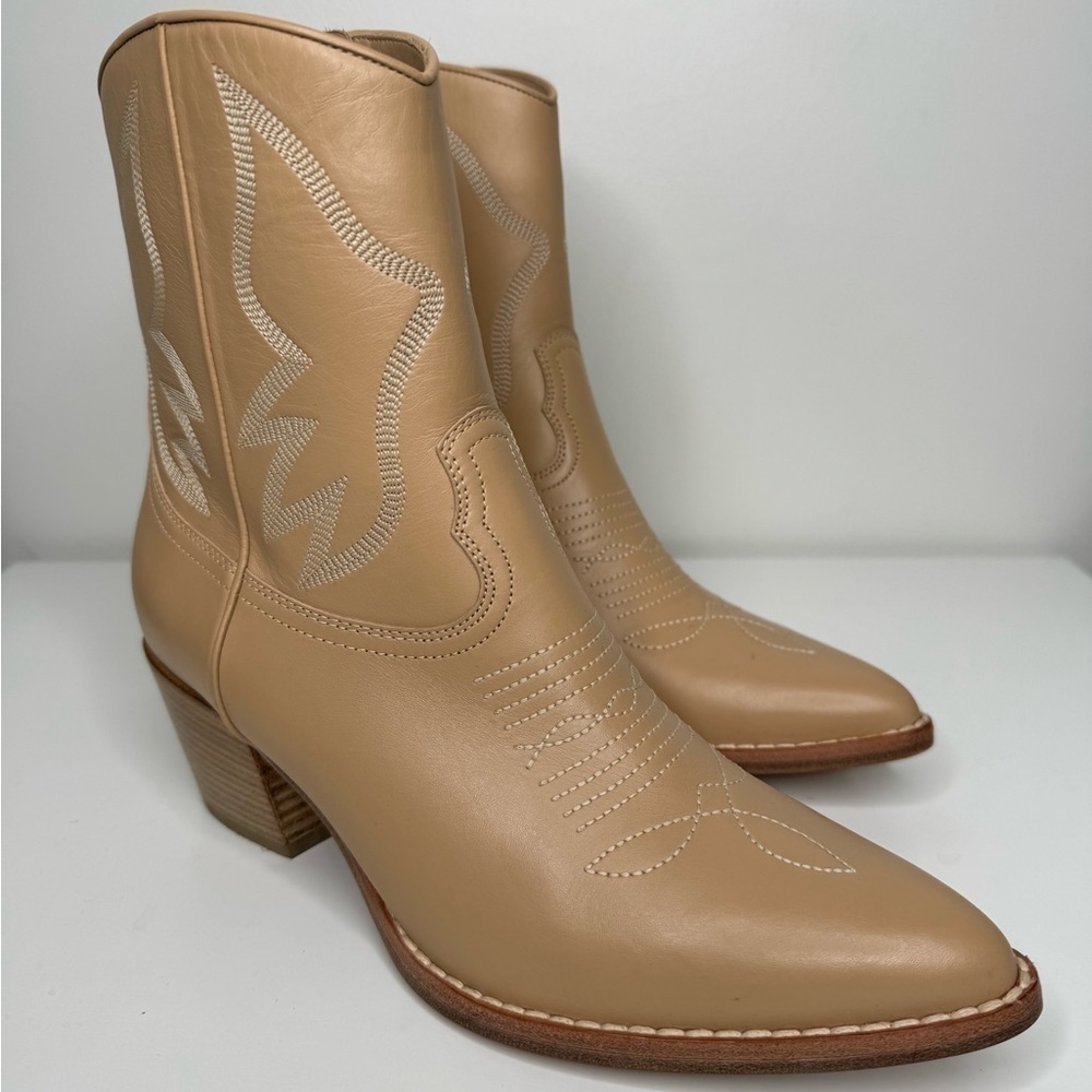 Valentino Garavani Calfskin Embroidered Texan Cowboy Ankle Boots - Size 39.5 - Picture 4 of 7